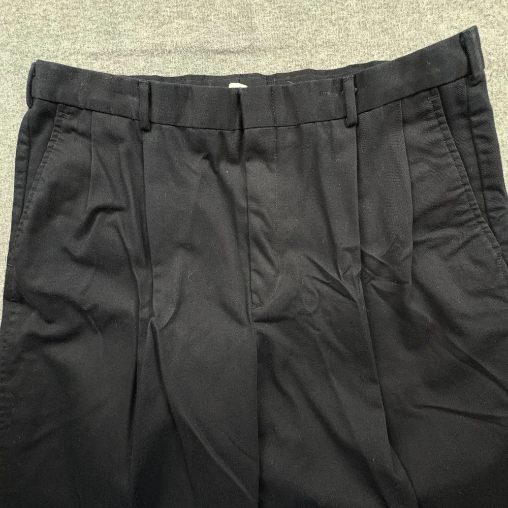 (2) Lands' End Mens 36-R Black Pleated Cuffed Dress Pants Wardrobe Staple *READ*